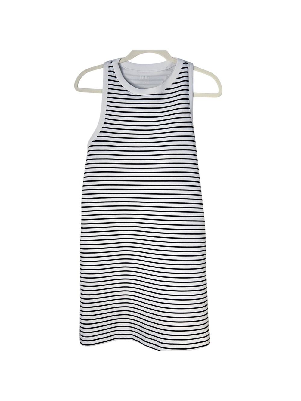 Abercrombie YPB Blk/Wht Stripe Racer back Tank Mini Dress Sleeveless A‑Line M